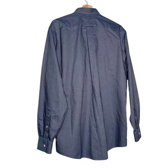 LL Bean Button Down Shirt Mens 15.5 / 34 Wrinkle Resistant Traditional Fit Blue - Picture 3 of 12